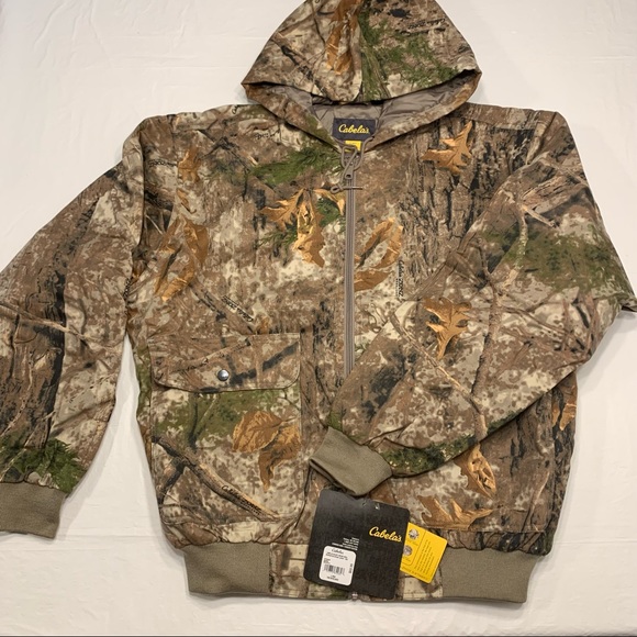 Cabelas Silent Weave Insulated Bowhunter Hooded Jacket Mens L Woodland Zonz Camo - Picture 1 of 12